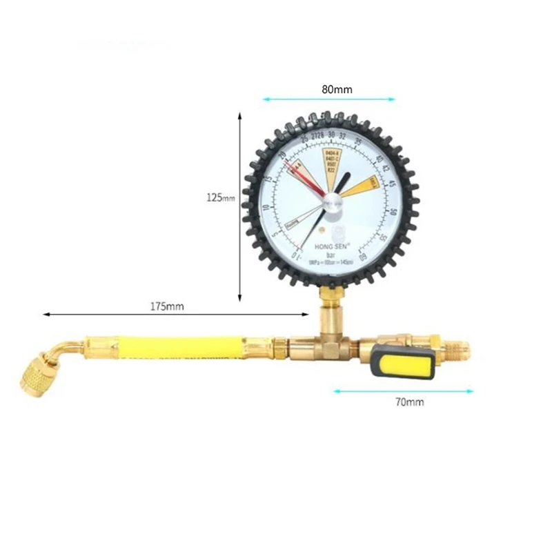 Air Conditioning Refrigeration Test Nitrogen Pressure Gauge Simple Refrigerant Table For R134A, R22, R410A