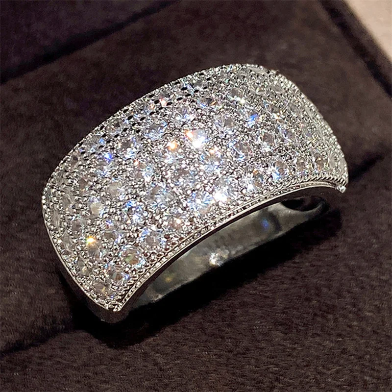 Huitan Micro betonowa 5 linii pierścień CZ dla kobiet Bling Bling moda luksusowa kobieta pierścień Party zaręczyny obrączki biżuteria Hot