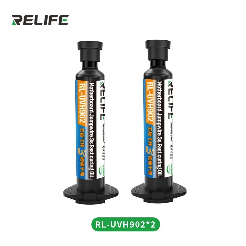 2 Stuks Herleven RL-UVH902 10Ml Uv 3S Sneldrogende Soldeer Masker Inkt Voor Mobiele Telefoon Reparatie Springdraad + RL-014 Uv Uitharding Licht Gereedschap