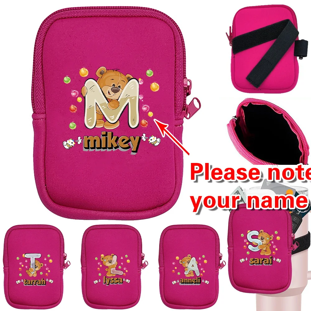 

Персонализированная сумка для бутылки с водой с индивидуальным именем, многофункциональная ручная сумка для чашки с водой, наручные сумки, спортивные аксессуары для хранения