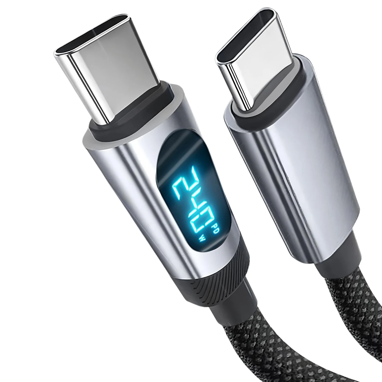 

240W PD USB C to USB C Cable with LED Display Fast Charging Cord for Samsung Xiaomi Vivo Realme Motorola Type C Charger Cable