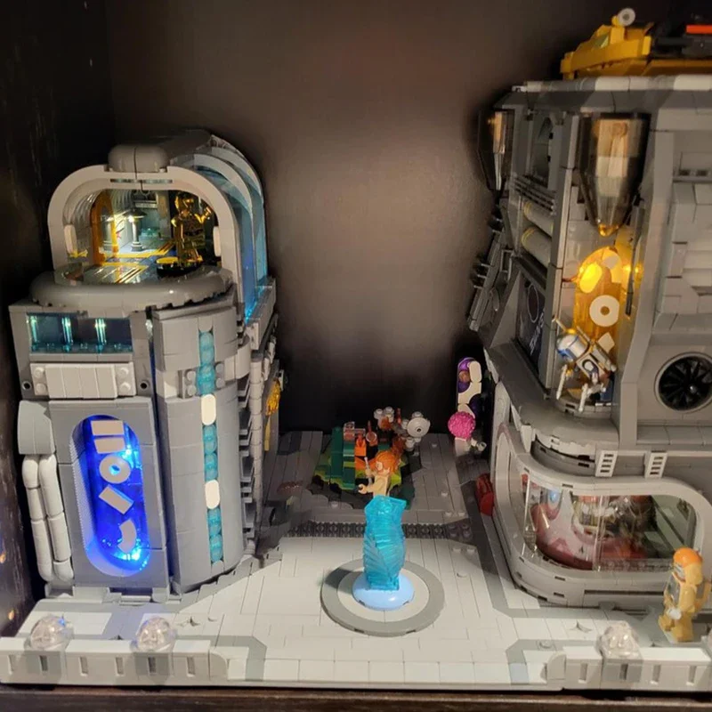 MOC War Movies Coruscant Uscuru Entertainment District Modular Model DIY Assemble Building Blocks Bricks Toys Children Gifts view 4