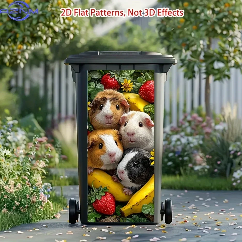2D Printed Trash Can Decor Sticker Stylish Pattern Decal for Household Waste Bin