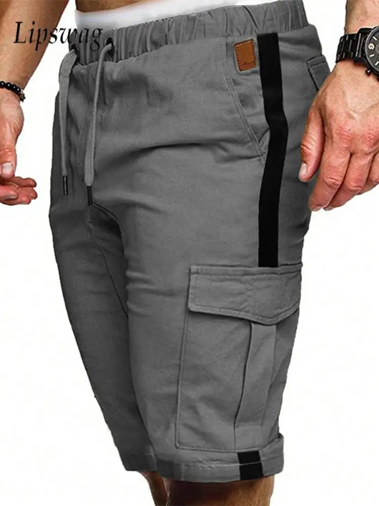 

Повседневные мужские прямые шорты, весна-лето, модные лоскутные короткие брюки-карго с карманами, мужские винтажные свободные шорты на шнурке