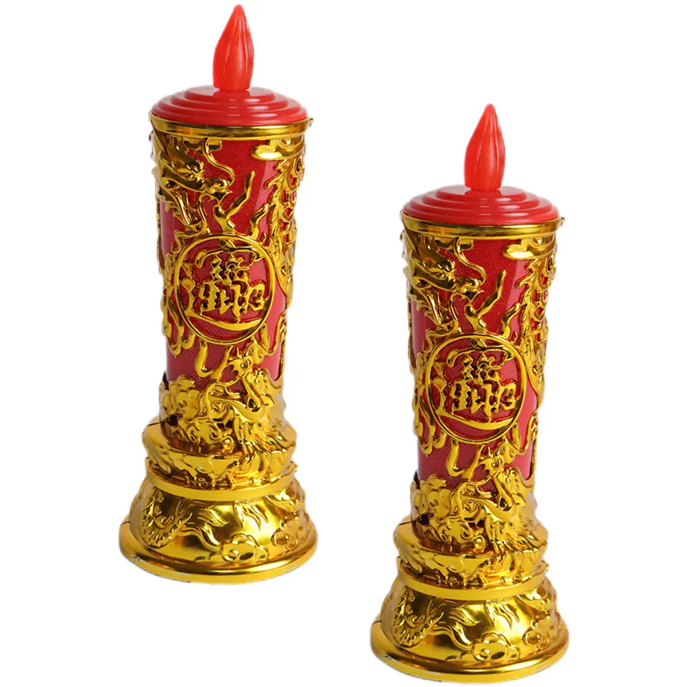 1 paio di lampade a LED luci elettroniche senza fiamma di design cinese per la decorazione del culto del buddismo dell'ufficio domestico della scrivania