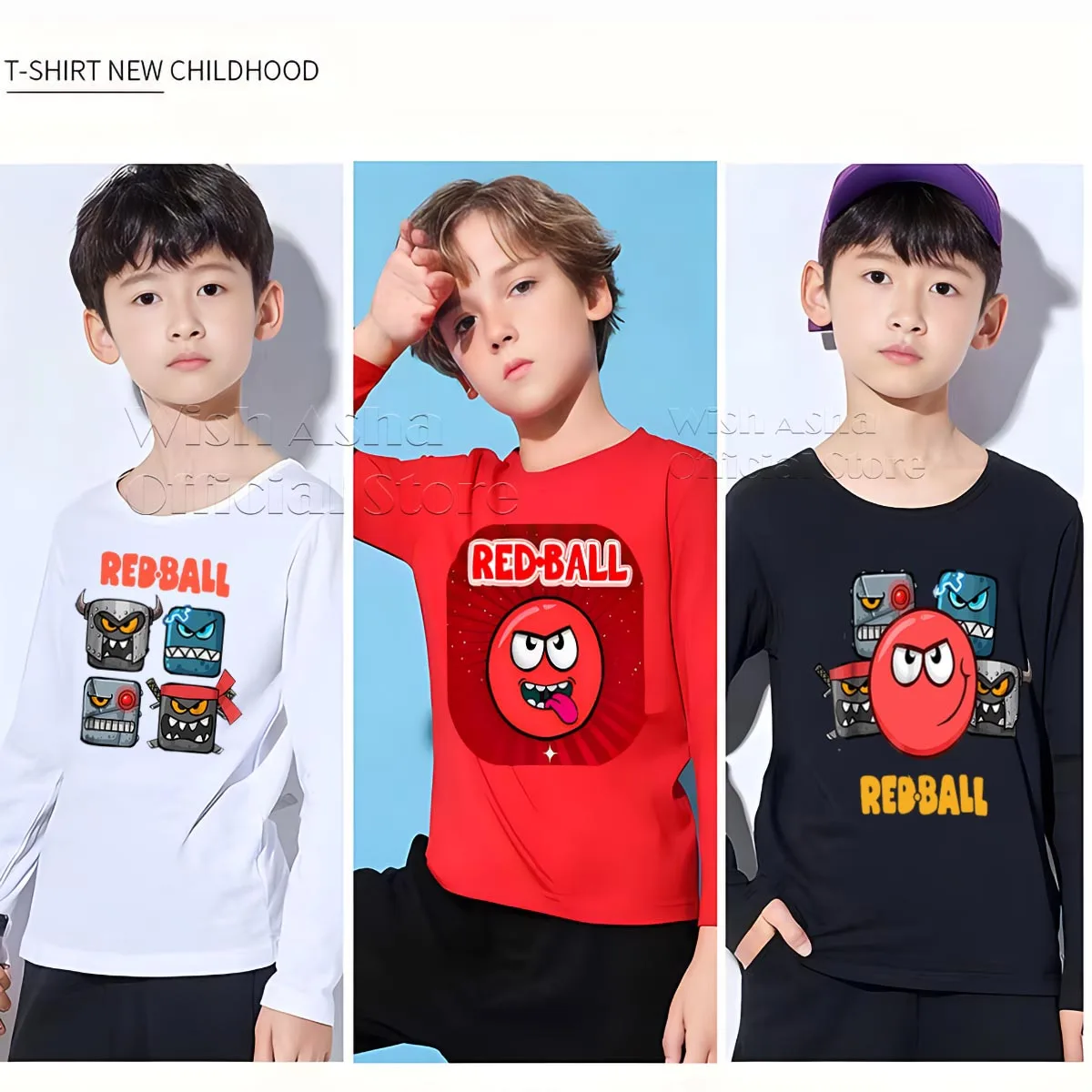 Red Ball 4 Print Cartoon Kids Long Shirt T-Shirts Funny Game Girls Clothes Baby Boys T Shirt Summer Casual Children Tops