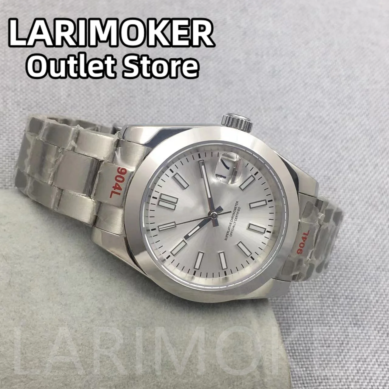 LARIMOKER NH35 Mechanical Watch for Men Stainless steel Bracelet 36mm 39mm Sapphire Glass Stainless Steel Bracelet White Dial