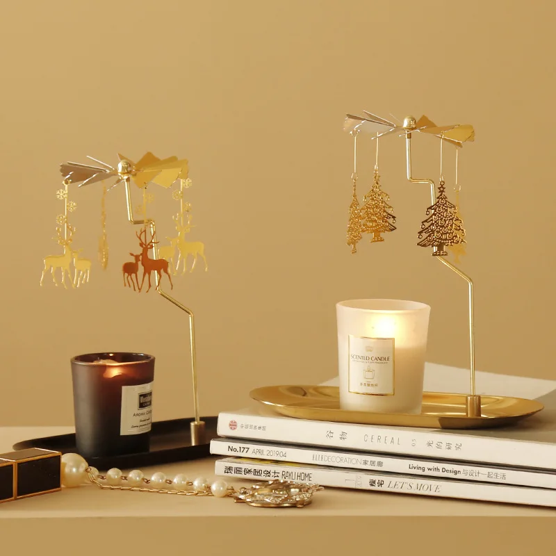 Rotating Candlestick Tray Scented Candle Romantic Walk Horse Lamp Christmas Decorations Creative Swing Birthday Wedding Gift