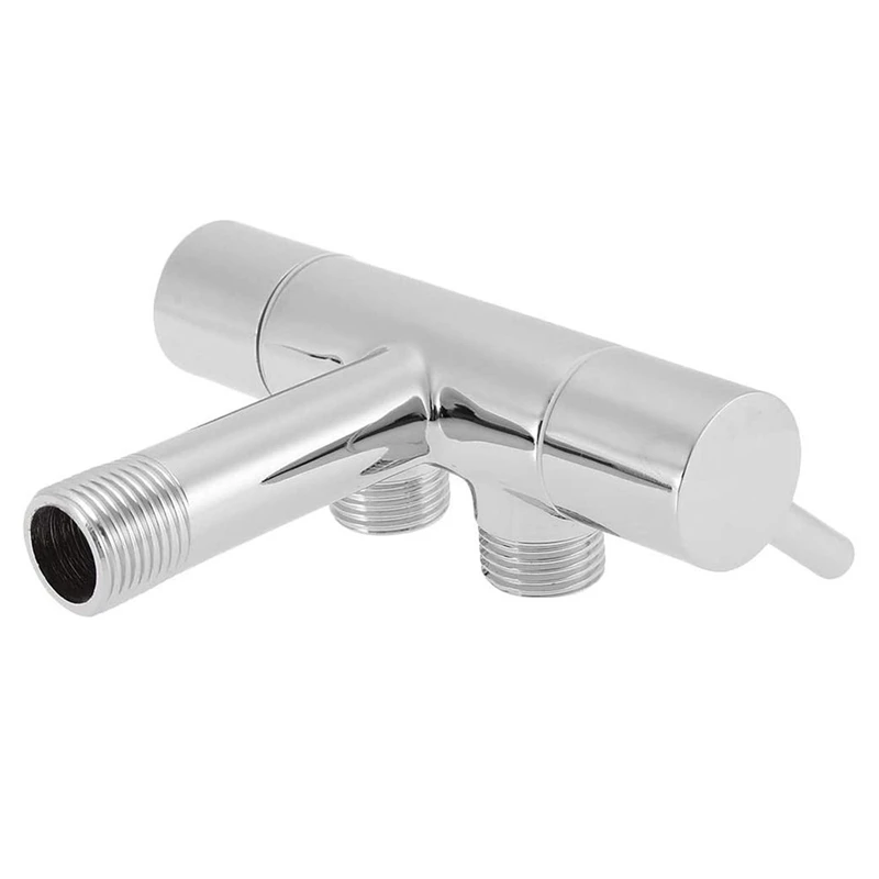 Válvula angular para bacia, válvula cromada montada na parede g1/2, adaptador de saída dupla, fluxo ajustável para torneiras de pia de banheiro