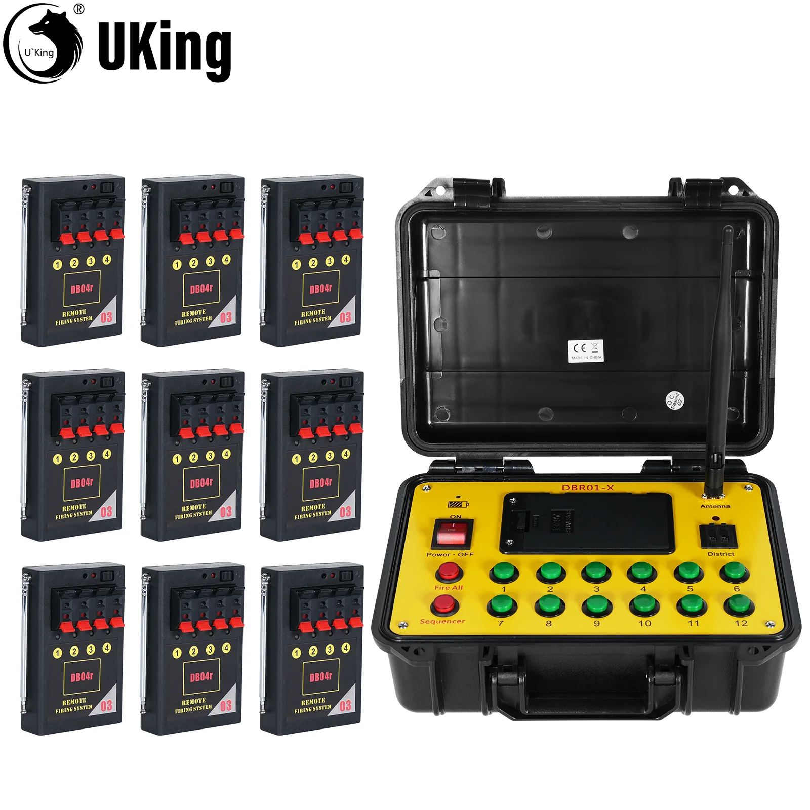 

U'King 36 Cues 500 Meters Distance Controller DBR01 transmitter&4-Cue Receivers LED Stage Lighting Controller
