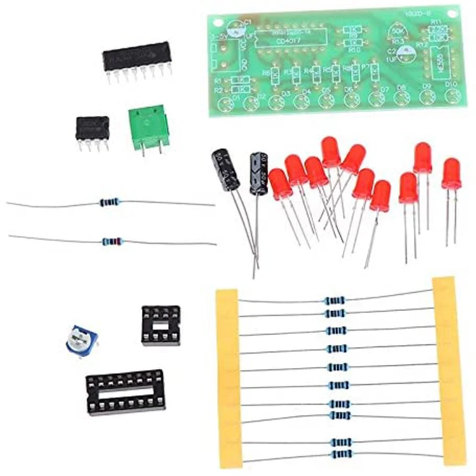 NE555 + CD4017 Practice Learing Kits LED Flashing Lights Module For Arduino Clock Generation Circuit PCB Board Electronic Suite