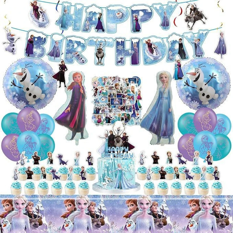 Neue Frozen Cartoon Party Dekorationen Elsa Anna Prinzessin Banner Luftballons Kuchen Topper