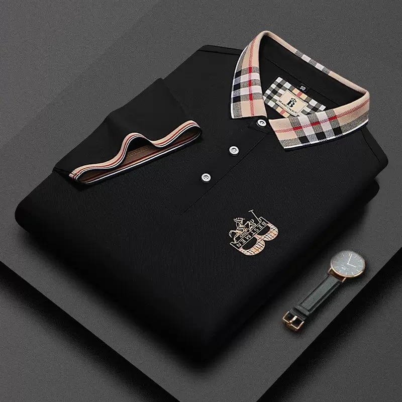 

Luxury brand embroidered short sleeve POLO shirt men lapel top summer high-end silk cotton fashion business casual Paul T-shirt