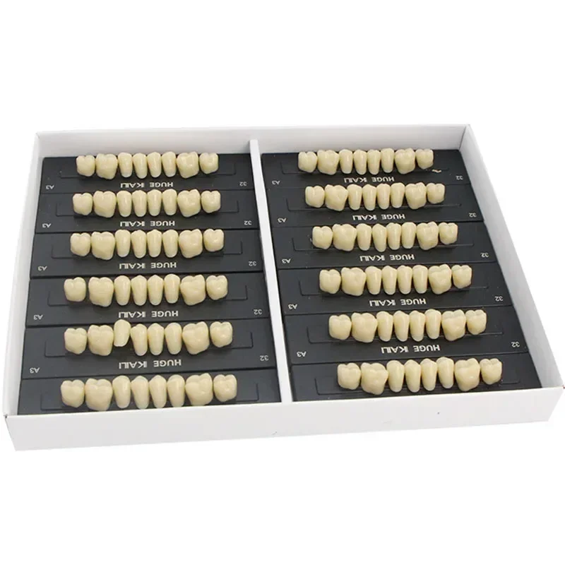 Juego de 4/12/18/caja de dientes dentales, modelo de dentadura postiza, Material DIY, modelo educativo de dientes anteriores y posteriores A2/A3 T2-T10