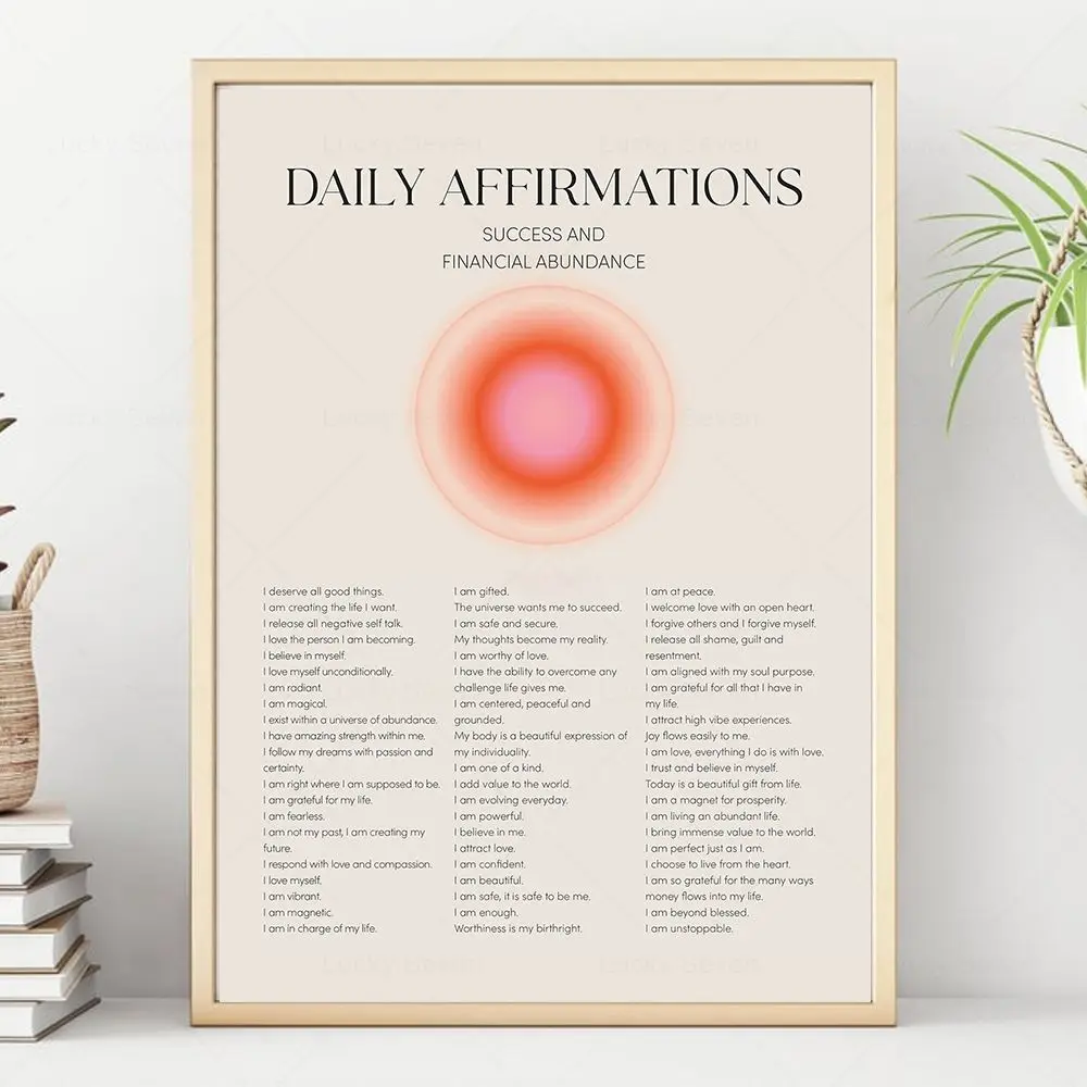 Daily Affirmation Quotes Wall Art Poster Prints Positive Gradient Aura Canvas Painting Aesthetics Prints Living Room Home Decor