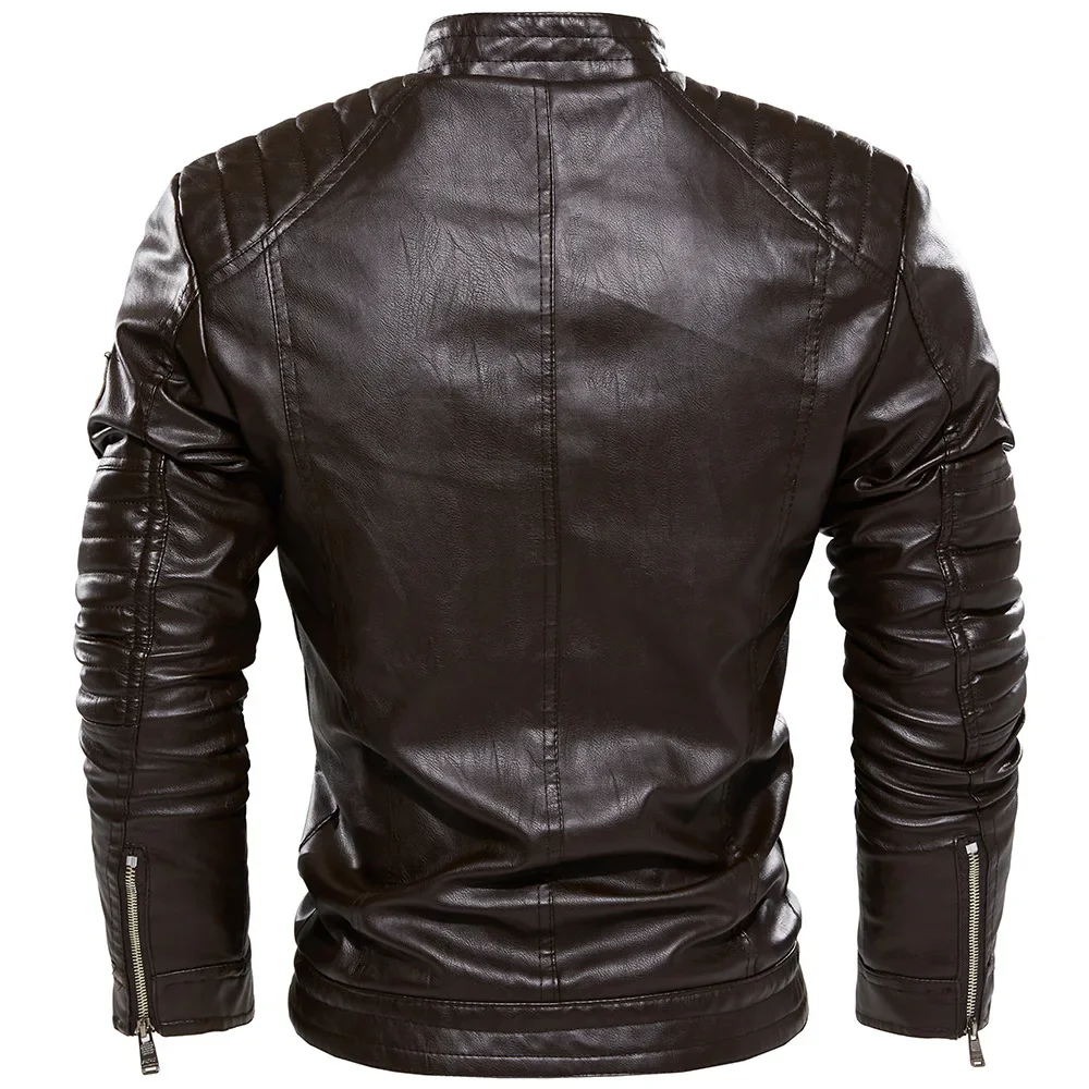 2023 Autumn and Winter Plush PU Oversized Men\'s Jacket Men\'s Jacket Leather Jacket