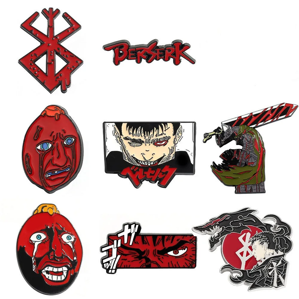 Broche de Desenho Animado Vermelho Berserk Beherit Anime Game, Pin de Lapela, Acessório para Mochila, Chapéu e Roupa, Emblema, Joia, Presente para Amigos