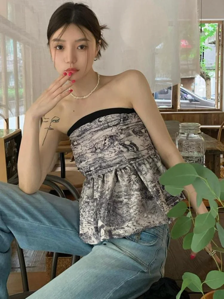 

Новое поступление лета, женский длинный открытый кардиган в стиле ретро, овальник с колючками, плиссированный топ без рукавов с рисунком воды, комплект из двух предметов