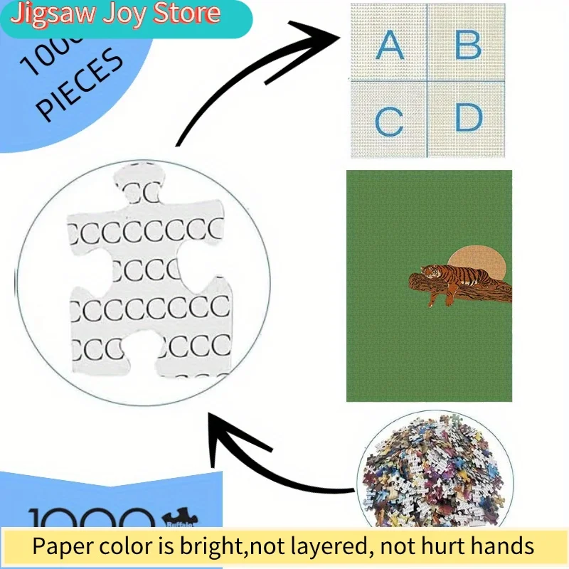 1000ピース タイガー ツリー スタンプ サンセット ジグソーパズル - 高品質の厚紙、ポータブル、中級スキルレベル、長方形、I