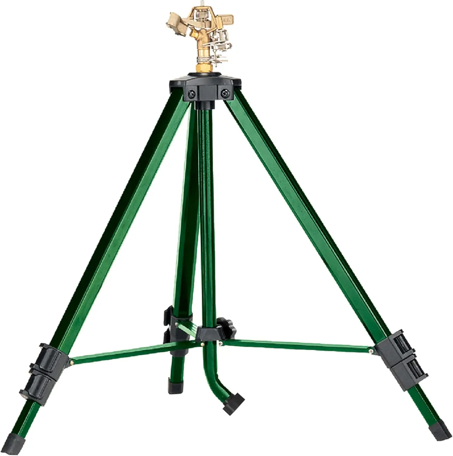 

Heavy-Duty Brass Impact Sprinkler with Adjustable Metal Tripod Base for Large Yard Watering