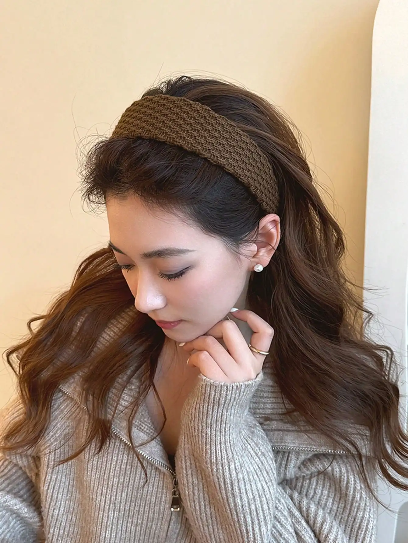 

4 шт./1 шт. женские вязаные широкие повязки на голову черного/белого/коричневого/телесного цвета, модные, универсальные, элегантные, простые, однотонные, для волос