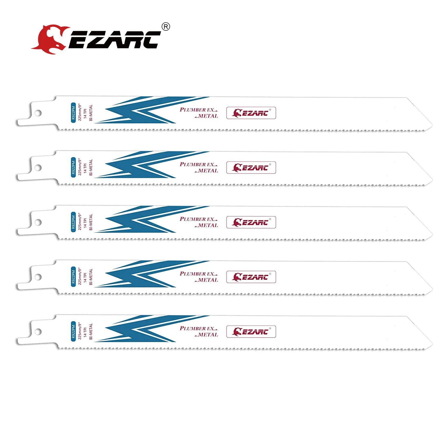 EZARC Reciprocating Saw Blade Bi-Metal Cobalt Sabre Saw Blades for Metal Cutting 14TPI 150mm / 225mm R622PM /  R922PM (5-Pack)