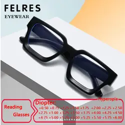 Brand Green Square Reading Glasses Luxury Women Men Blue Light Blocking Computer Glasses Trend New Presbyopic Eyeglasses FELRES