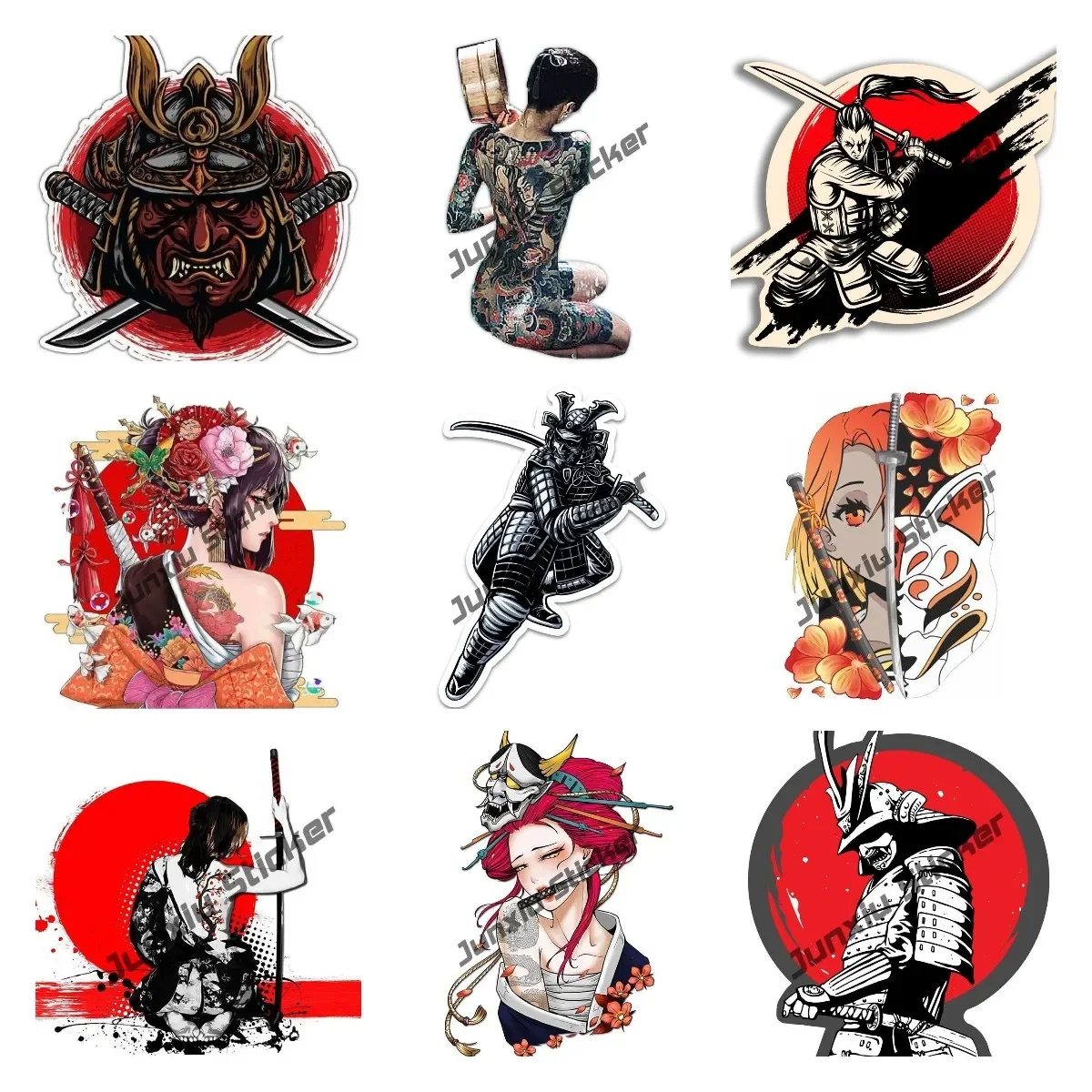 Japanese Oni Hannya Samurai Demon Mask Decal Japanese Samurai Geisha Bushido Warrior Car Sticker Reflective Decal Accessories