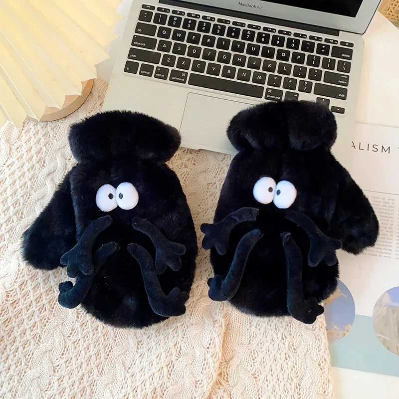 Lovely Outdoor Full Finger Autumn Mittens Women Cute Cartoon Cosplay Gloves Plush Bear Cloud Frog Gloves Winter Funny Mittens