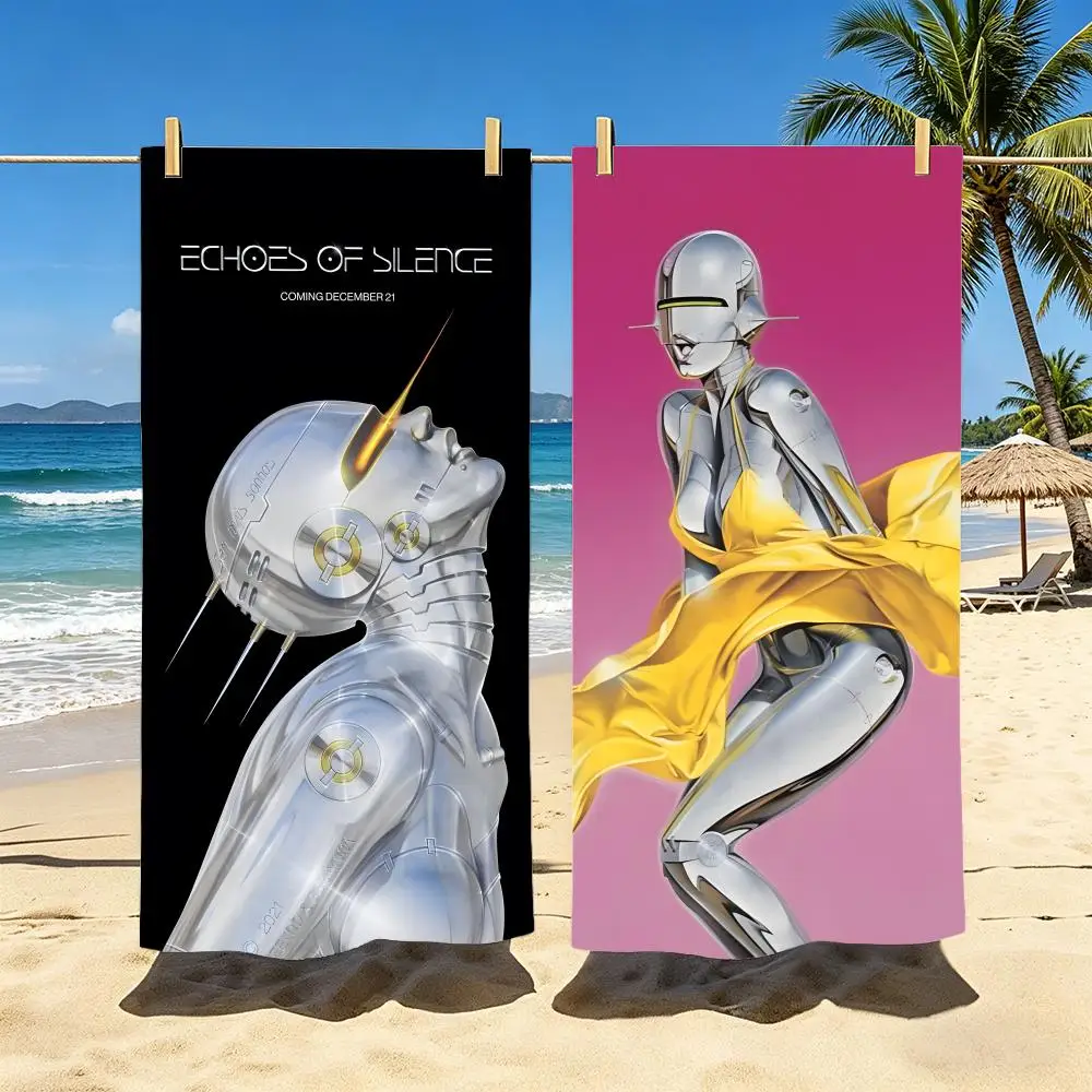 Toalla de playa de poliéster con diseño del artista Hajime Sorayama, toalla de baño de secado rápido y sin arena para verano, piscina, viajes y vacaciones