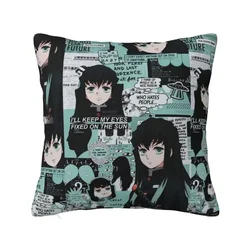 Modern Demon Slayer Muichiro Tokito Collage Sofa Cushion Cover Velvet Kimetsu No Yaiba Throw Pillow Case Home Decor