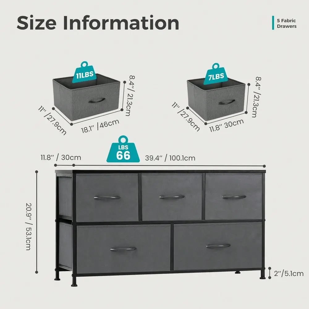 

Dresser For Bedroom With 5 Drawers Wide Chest Of Drawers Fabric Bedroom Dresser With Drawer Organizers Storage Organizer