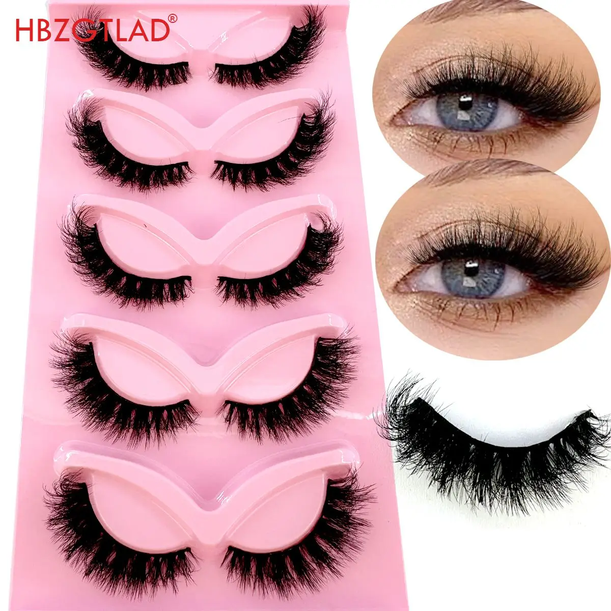 DD Curl 3D Mink Lashes Faux Mink Fluffy Lash 5 Pairs False Eyelashes Cat Eye Thick Mink Lashes Fluffy Short Natural FakeLashes