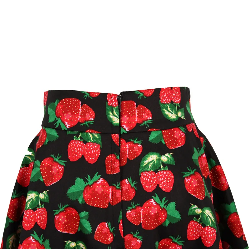 Imagem -06 - Saia Feminina de Estampa de Morango 1950s Swing Skirt