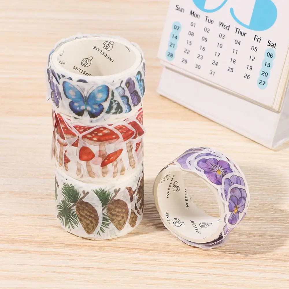 

100 шт./рулон DIY этикетка для скрапбукинга клейкая лента васи лента гриб бабочка цветок маскировка