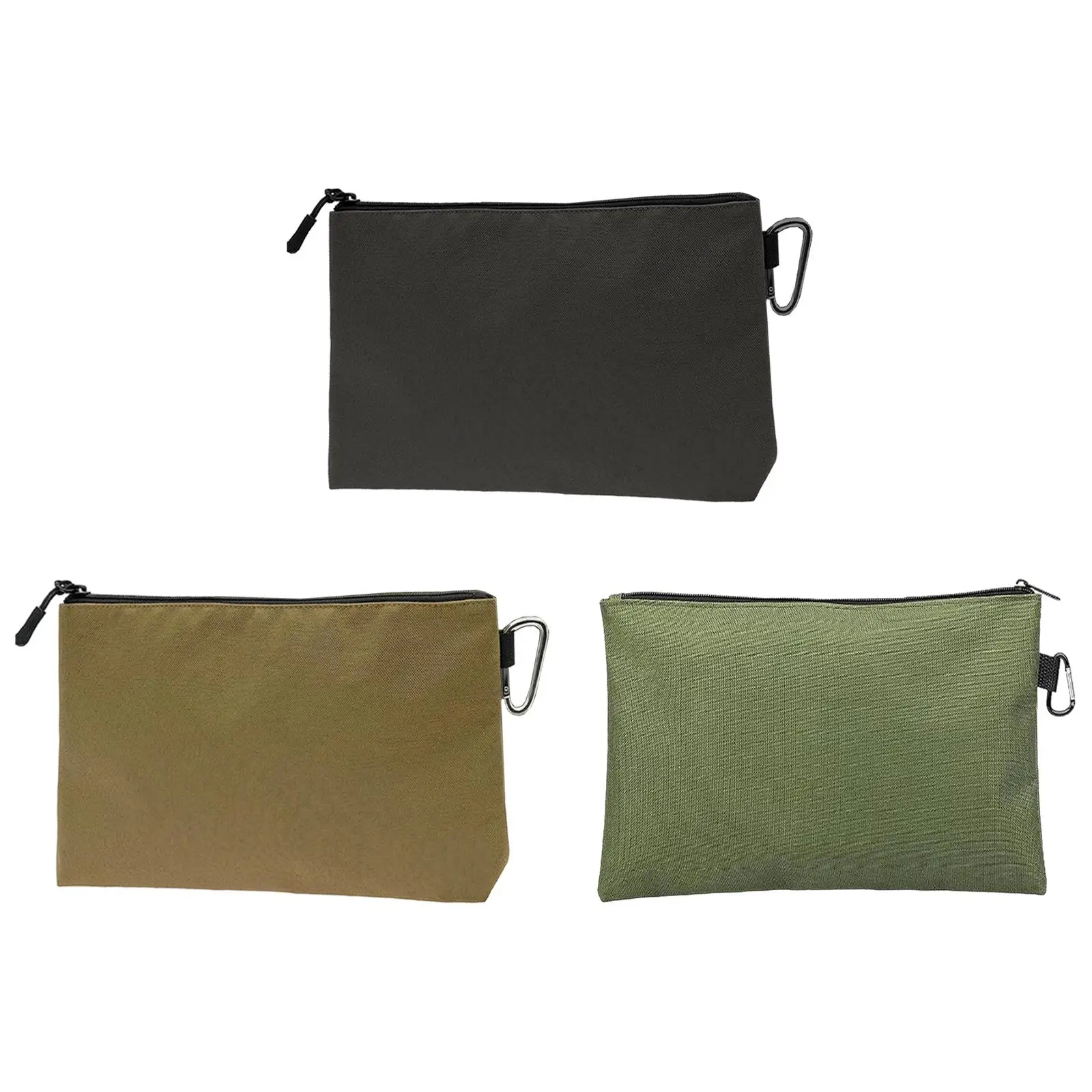 

Zipper Bag Metal Zipper Washable Gift with A Carabiner Portable 12inch for Cosmetics Travel Accessary Gadgets Stationary