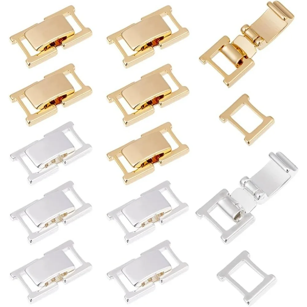 12個入り 2色展開 折りたたみ式ジュエリークラスプ 真鍮製ブレスレットエクステンダー 0.59x0.33x0.16インチ 小型折りたたみ式クラスプ 折りたたみ式エクステンション