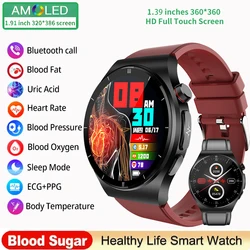 2024 nowy medyczny ekg + PPG + HRV inteligentny zegarek nieinwazyjny monitorujący poziom stężenia lipidów we krwi i kwasu moczowego smartwatch z funkcją dzwonienia Bluetooth HD