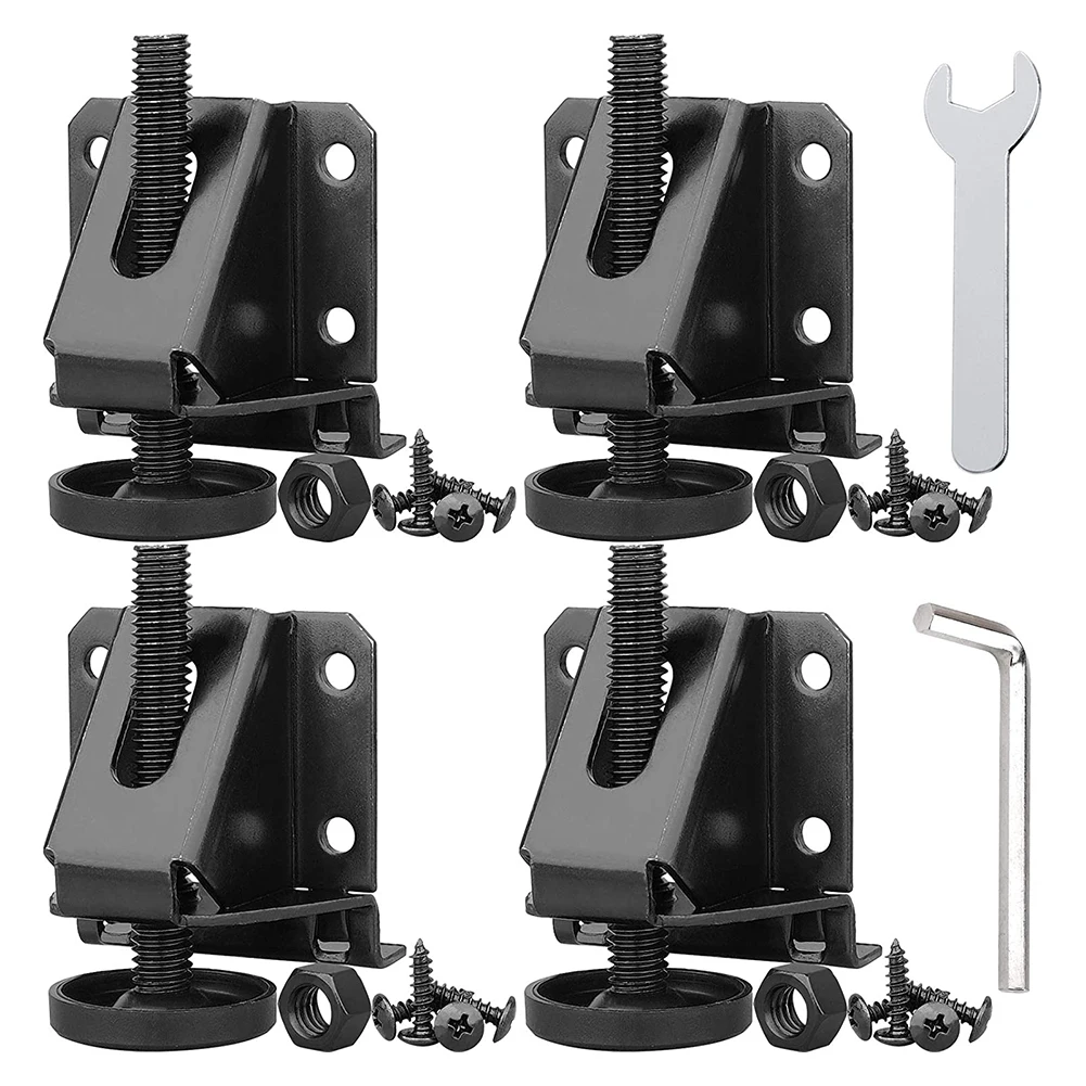 

4 Adjustable Furniture Leg Leveling Feet with Lock Nuts and Screws for Cabinets Tables and Workbenches Support