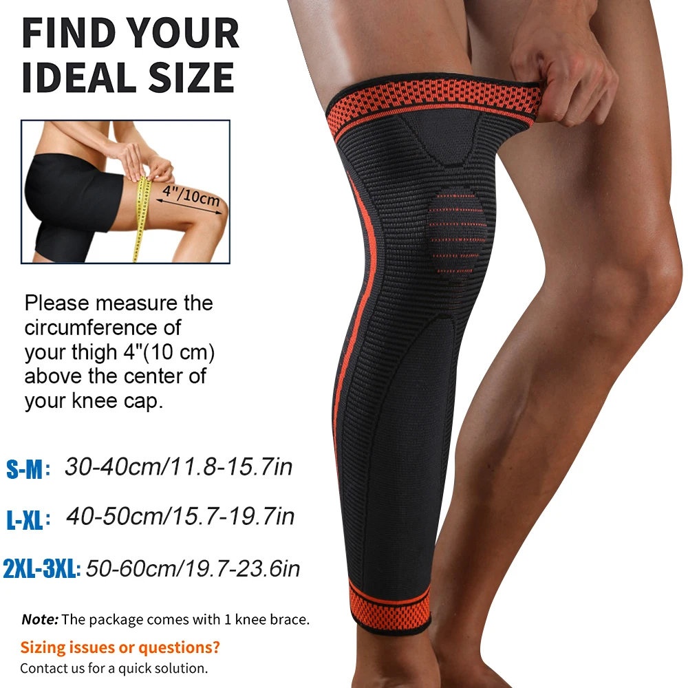 1/2 PCS Sport Full Leg Compression Sleeves Long Knee Support for Cycling Running Basketball Weightlift Workout Joint Pain Relief