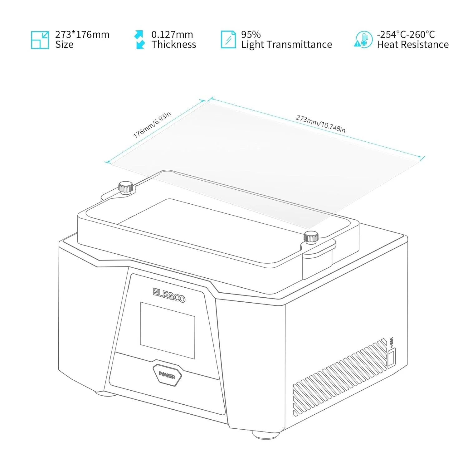 Film untuk ELEGOO PFA Release Liner Film untuk Saturn 2/3/4/4 Ultra LCD Film Suku Cadang Printer 3D