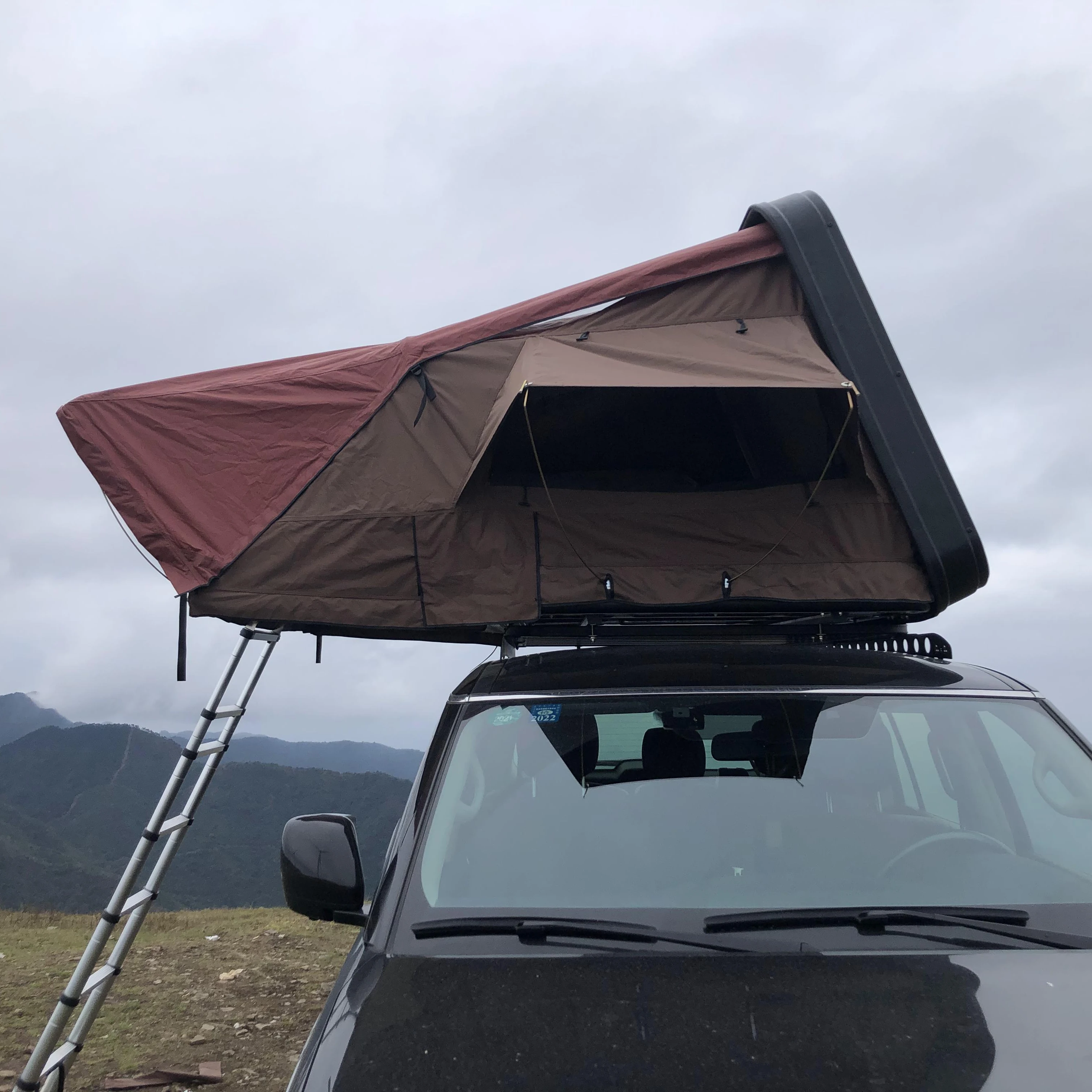 160*210*100 سنتيمتر عالية الجودة في الهواء الطلق قافلة مجموعة التخييم مقاوم للماء الهيدروليكية التلقائي سريعة الفتح الجانب الوجه سقف خيمة #2