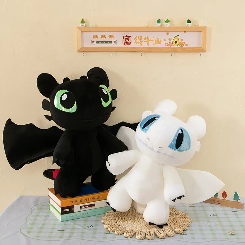 Toothless Figma Stuffed Cushion Light Fury Dragon Plush Cushion Cute Cartoon Action Dolls Night Furia Pillow Home Decoration