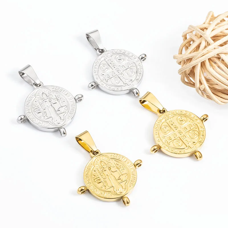 

5pcs Stainless Steel Double Sided Pattern With Three Circles Pendant For Jewelry Making Supplie DIY Charm Necklace Accessorie