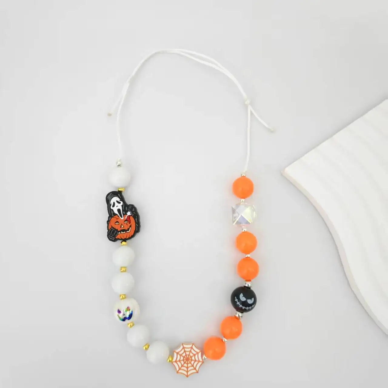

Children Funny Screaming Ghost Spider Web Jewelry Accessories Baby Girl Boys Handmade Halloween Necklace