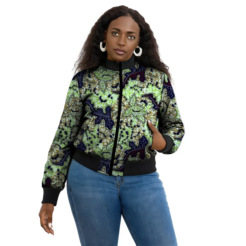 سترة نسائية أفريقية ذات ياقة واقفة سترة أنقرة ملونة مطبوعة بخيط إغلاق معطف منفوخ مبطن خصيصًا #4