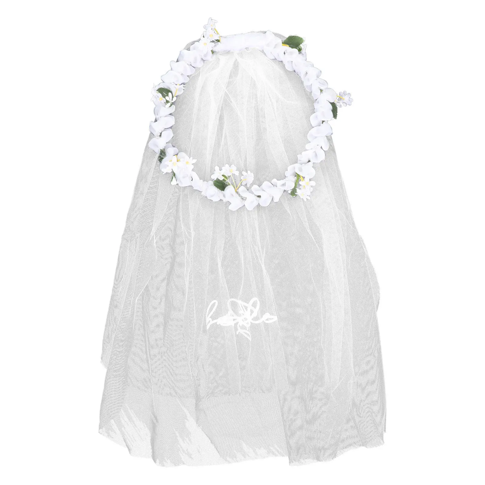 

Floral Bridal Flower Crown Veil Headband Wedding Hair Accessory Artificial Wreath for Bride Flower Crown