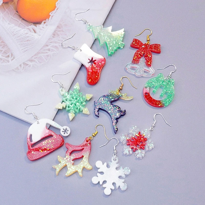 قالب راتنج السيليكون قوالب راتنجات الايبوكسي لقلادة أقراط قلادة عيد الميلاد