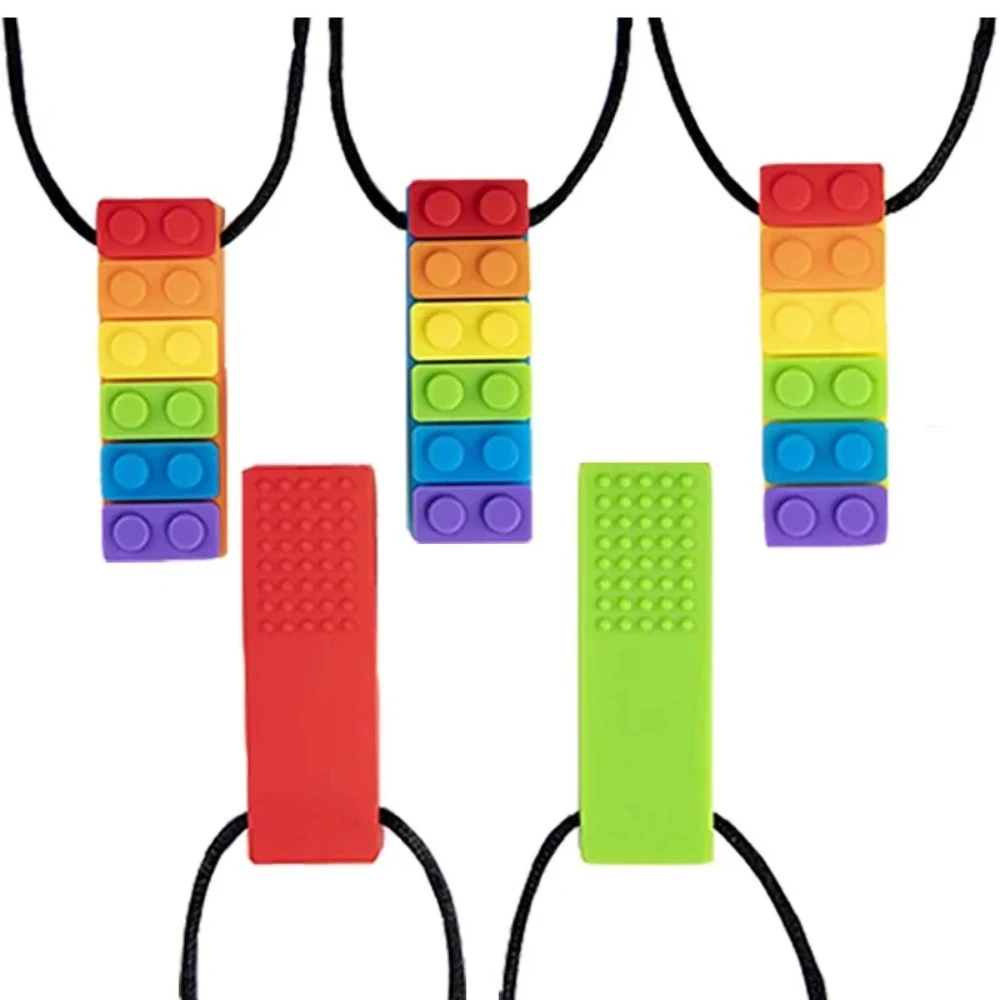 

1Pcs Building Block Baby Teethers Food Grade Silicone Infant Blocks Teeth Chewing Pendant Toys Autistic Kid Sensory Chew Pen Cap