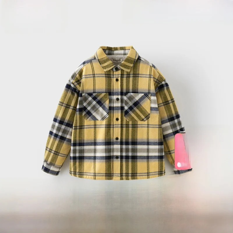 dave-bella-plaid-fce-lined-irt-for-boys-winter-new-sle-children's-clothing-long-sve-turn-down-collar-outerwear